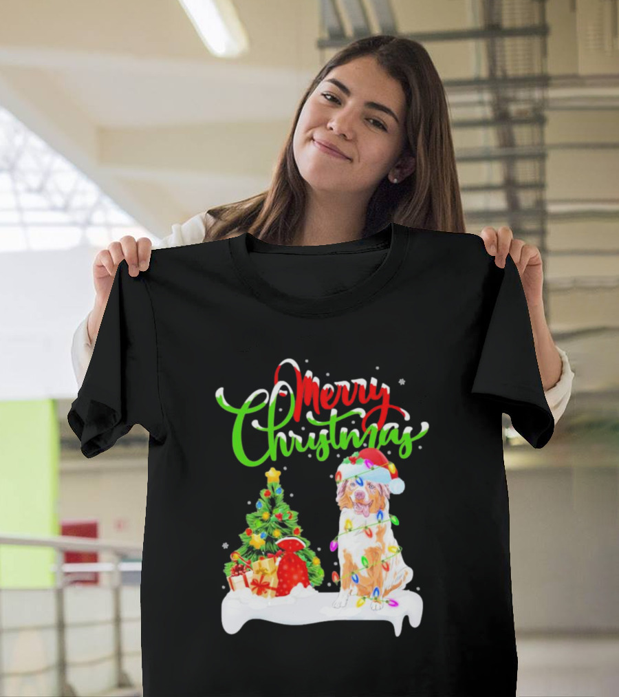 Merry Christmas Santa Australian Shepherd Dog Xmas Decorations T-Shirt
