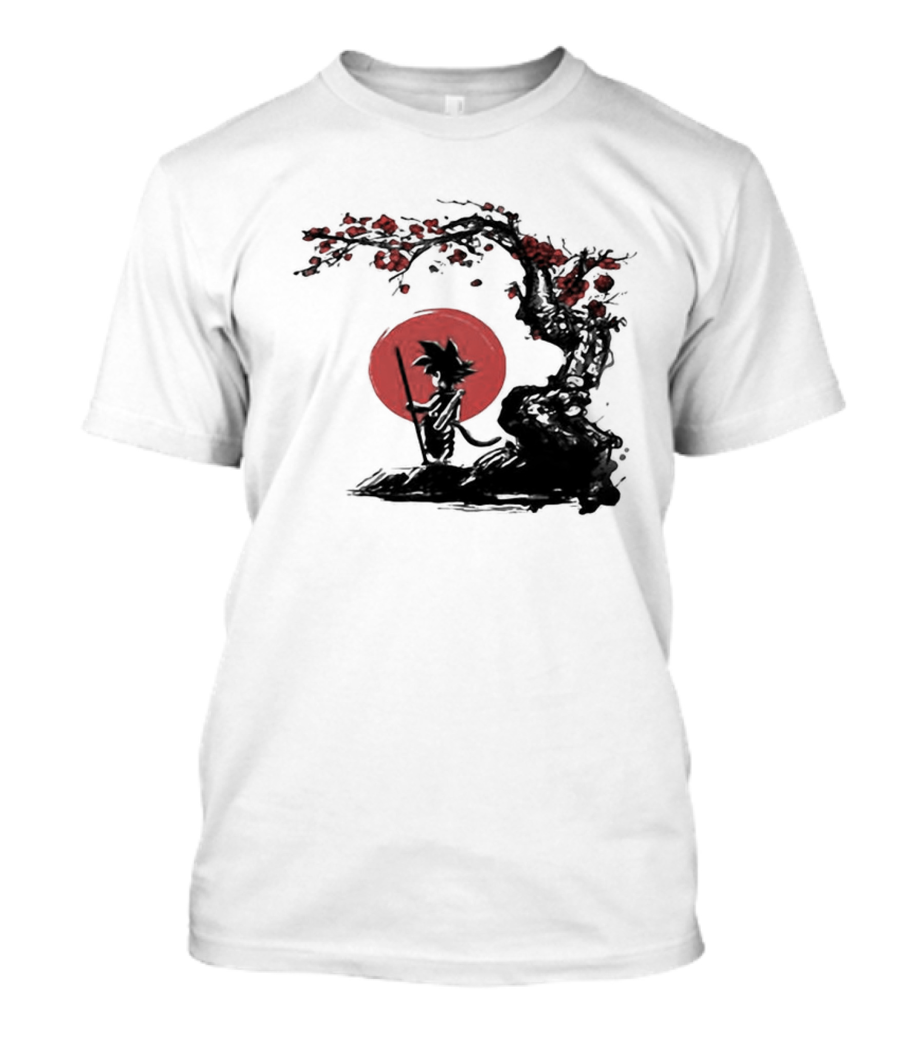 Son Goku Saiyan Solitude Beneath Cherry Blossom And Sun T-Shirt