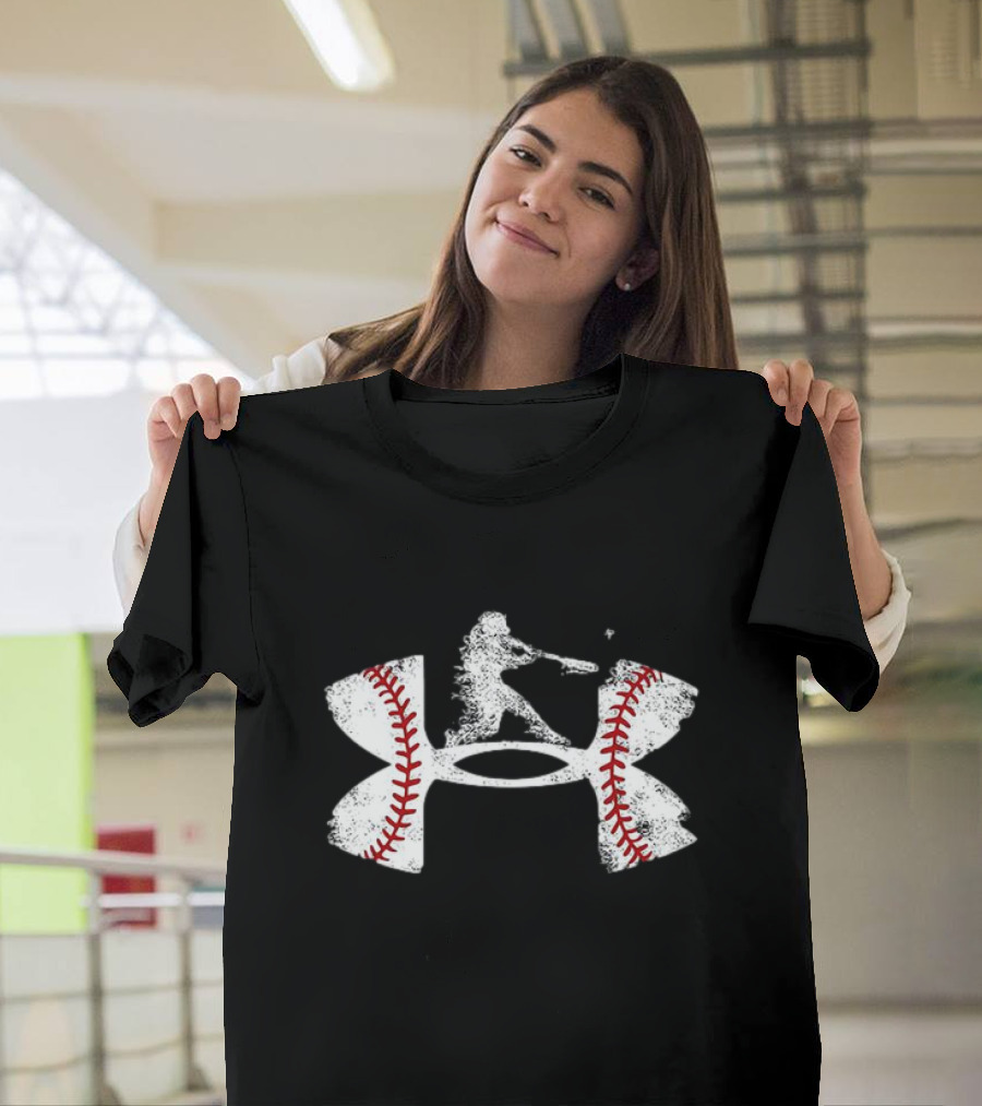 Under Armour Baseball Player Silhouette Logo With Stitching T-Shirt