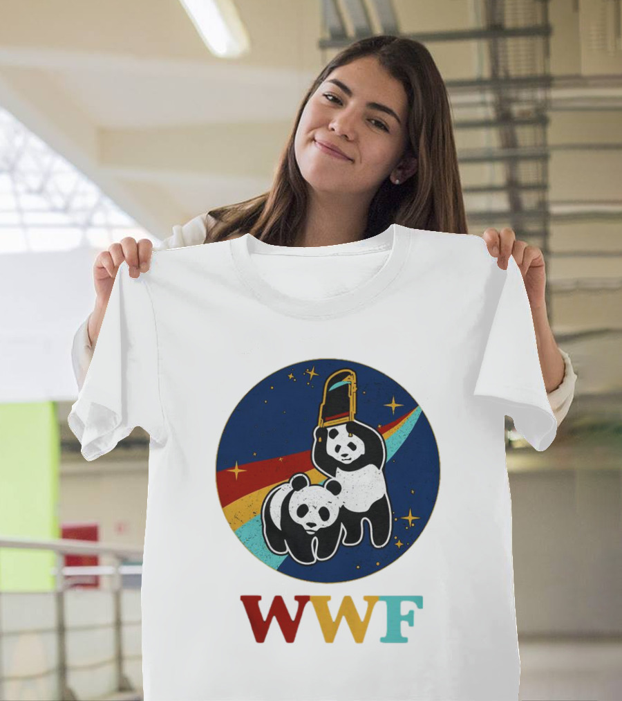 WWF Panda Bear Wrestling NASA Astronauts Space T-Shirt