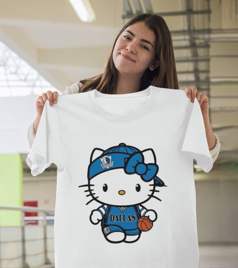 Dallas Mavericks Hello Kitty Basketball Team Spirit T-Shirt