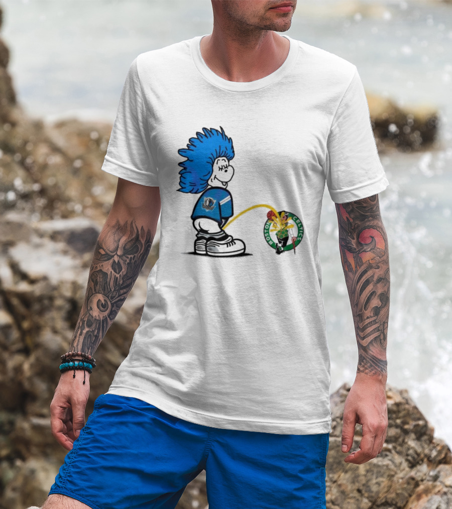 Dr Seuss Thing One Dallas Mavericks Urine On Boston Celtics T-Shirt