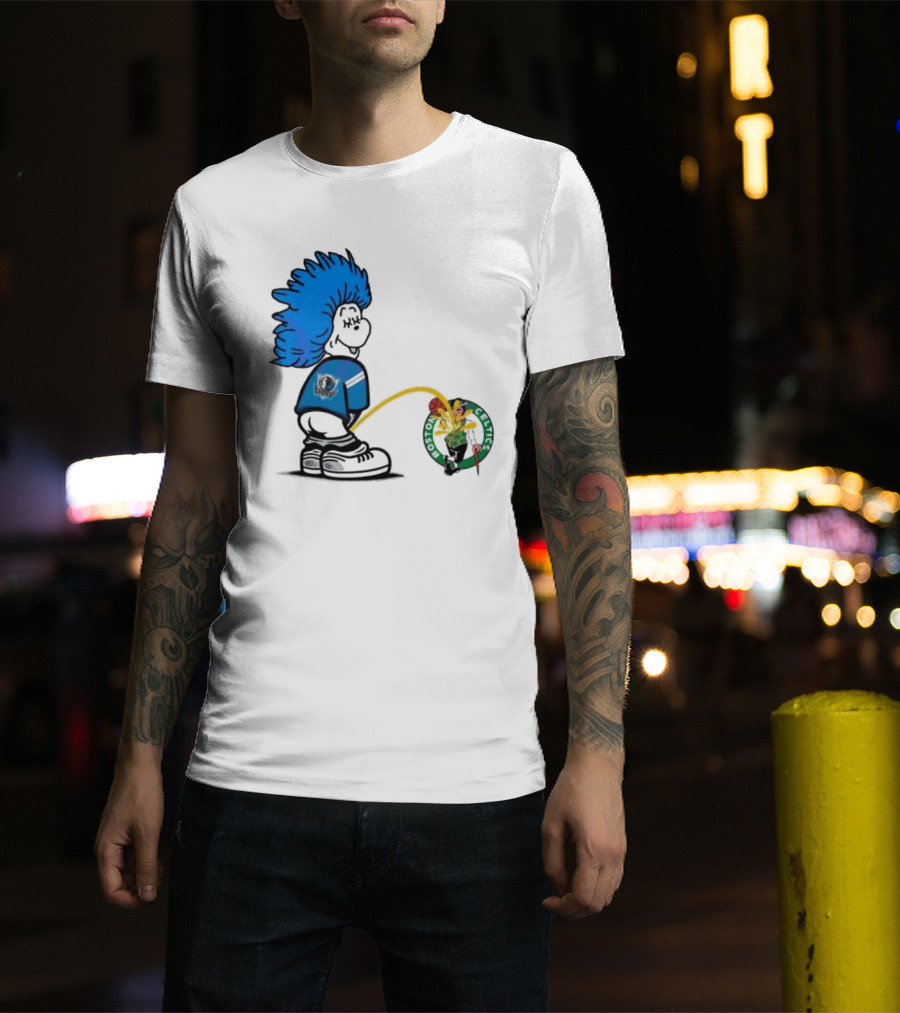 Dr Seuss Thing One Dallas Mavericks Urine On Boston Celtics T-Shirt