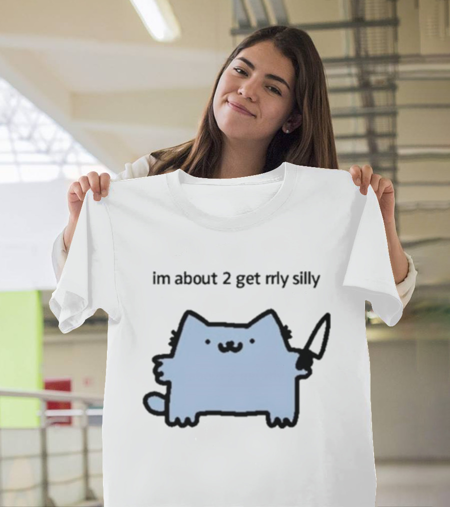 Im About 2 Get Rlly Silly Cat Holding Knife Cute Meme T-Shirt