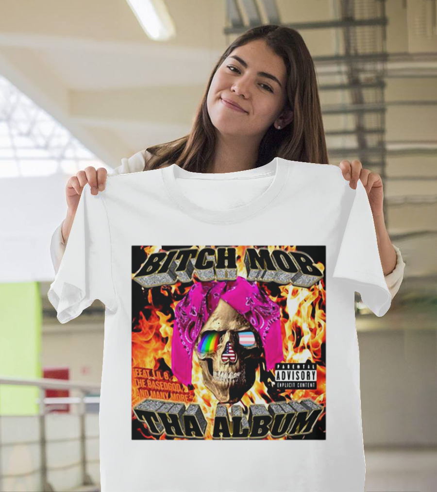 Bitch Mob Tha Album Skull Flames Lil B The BasedGod Explicit Content T-Shirt