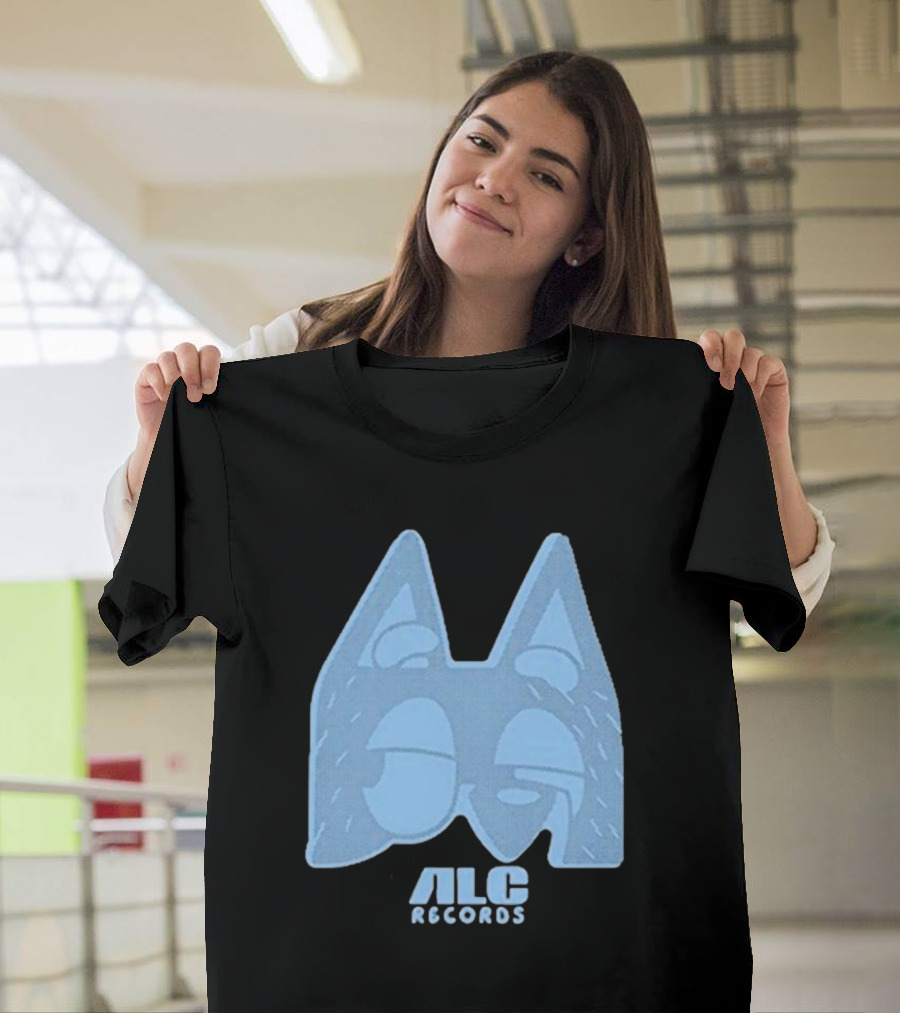 ALC Records Store Blue Cartoon Face Seasons Change T-Shirt