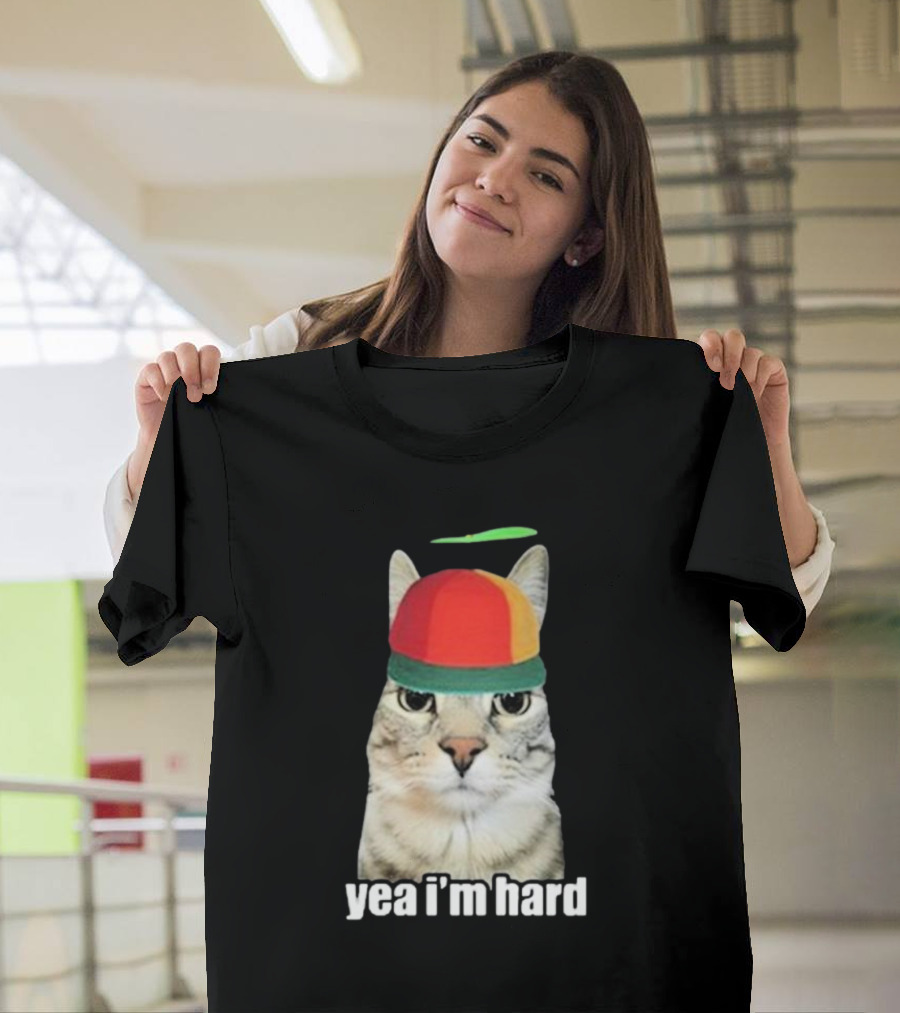 Yea I'm Hard Cat in Propeller Hat T-Shirt