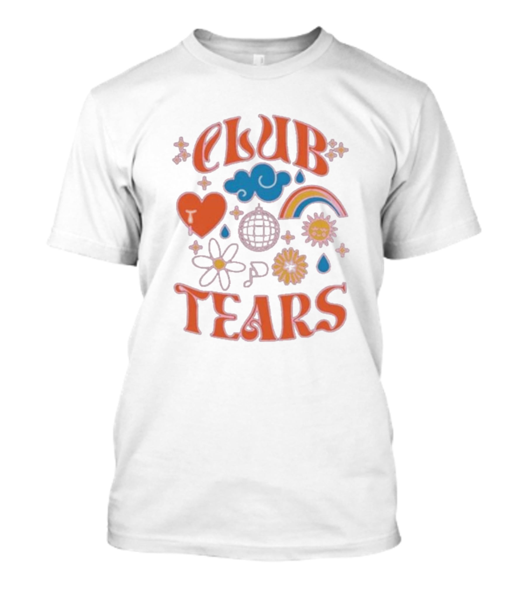 Little Mix Club Tears Rainbow Disco Heart Flowers T-Shirt