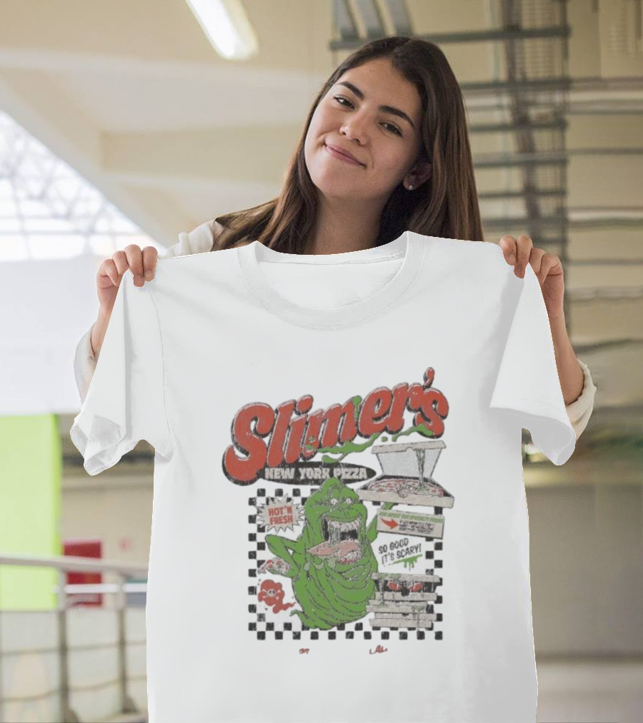 Slimer's New York Pizza Hot Fresh Delivery So Good It's Scary T-Shirt
