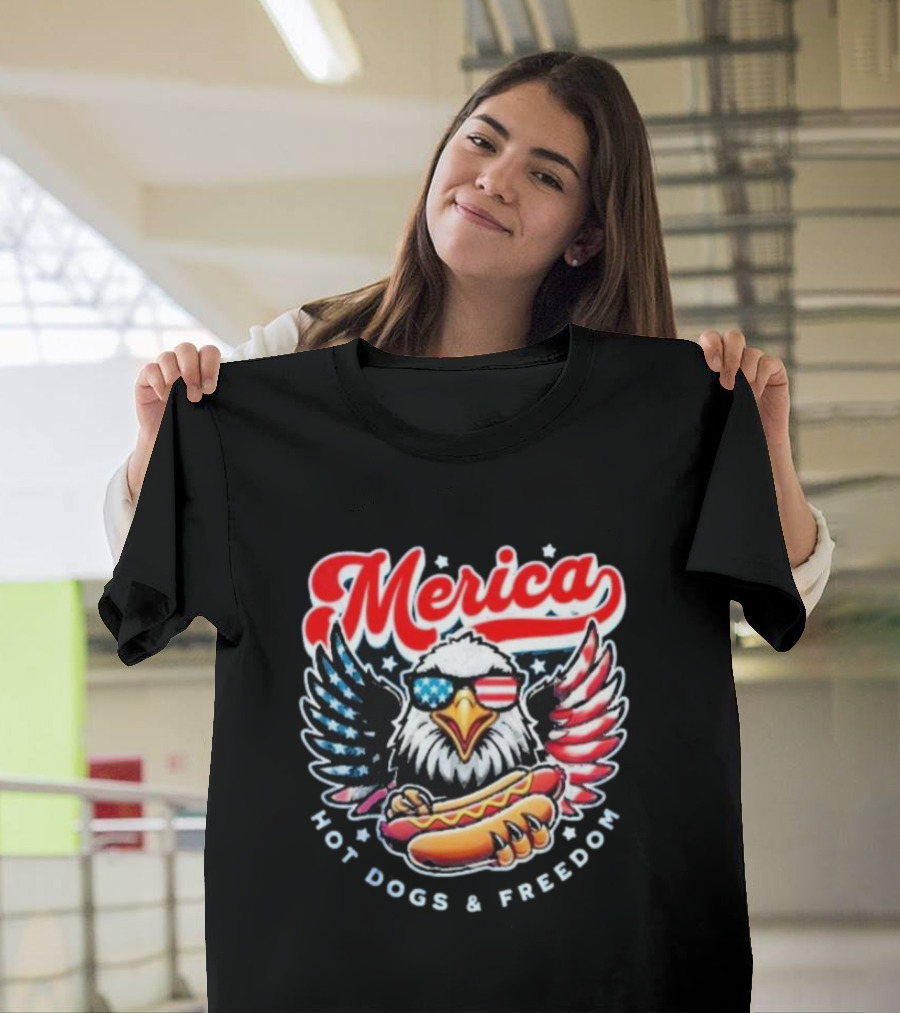 Merica American Eagle With Hot Dogs And Freedom T-Shirt