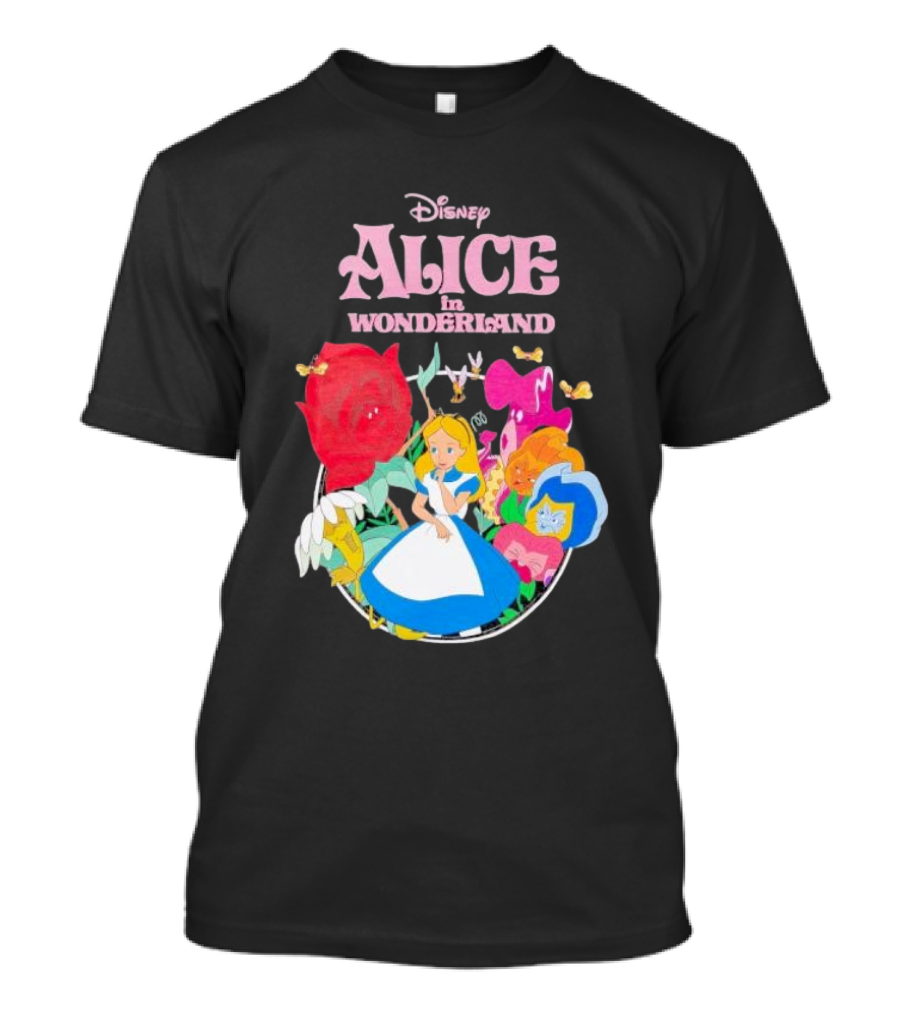 Disney Alice In Wonderland Flowers And Characters Classic T-Shirt