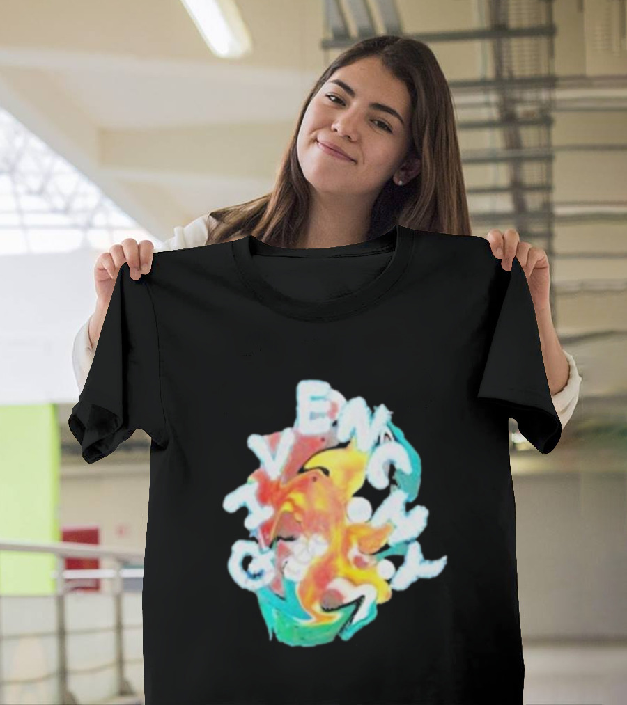 Louis Tomlinson Givenchy Psychedelic Oversized Top Colorful Swirl Text T-Shirt