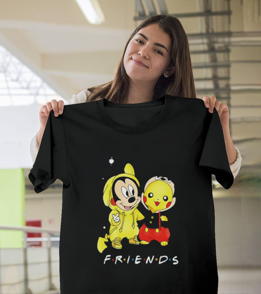 Baby Mickey Mouse And Pikachu Friends Christmas T-Shirt