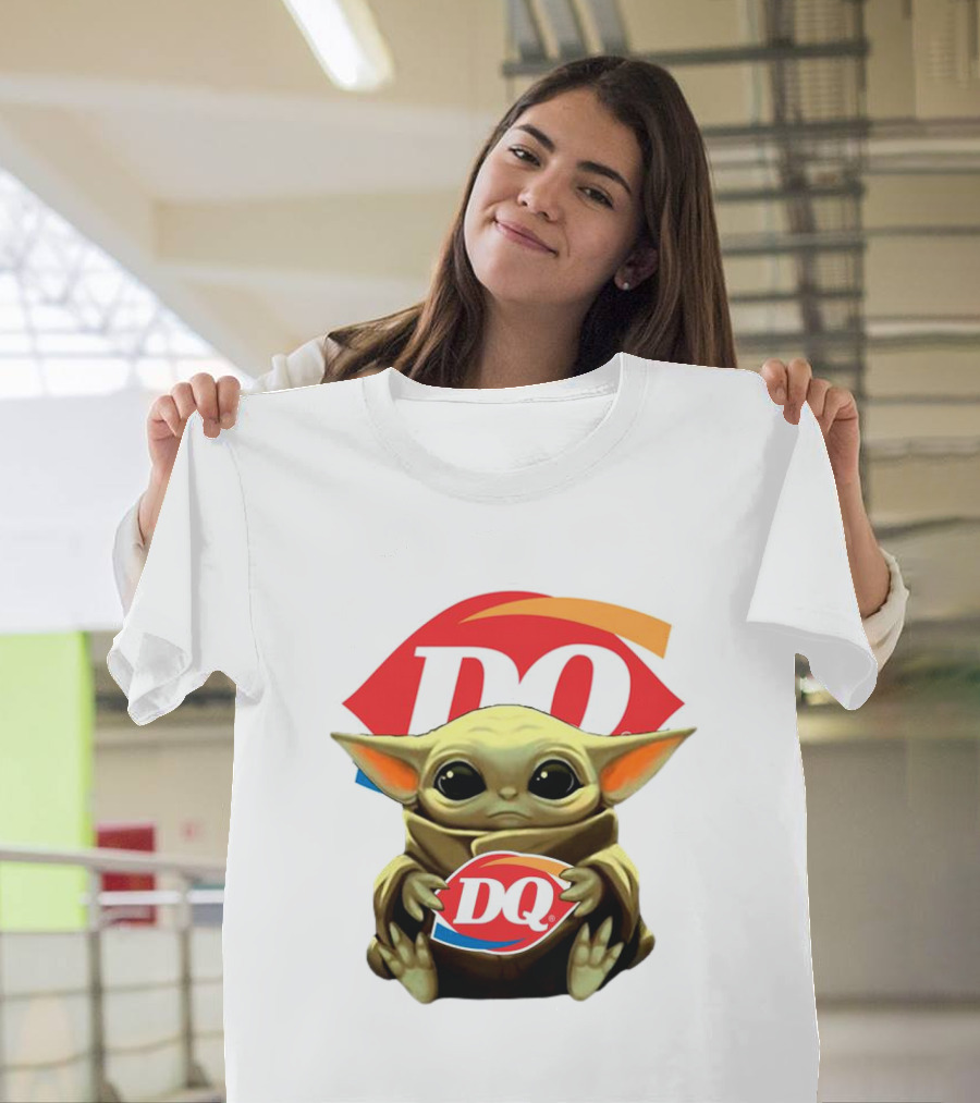 Baby Yoda With DQ Logo Hug T-Shirt
