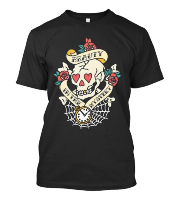 Beauty In The Mystery Skull Roses Clock Tattoo T-Shirt