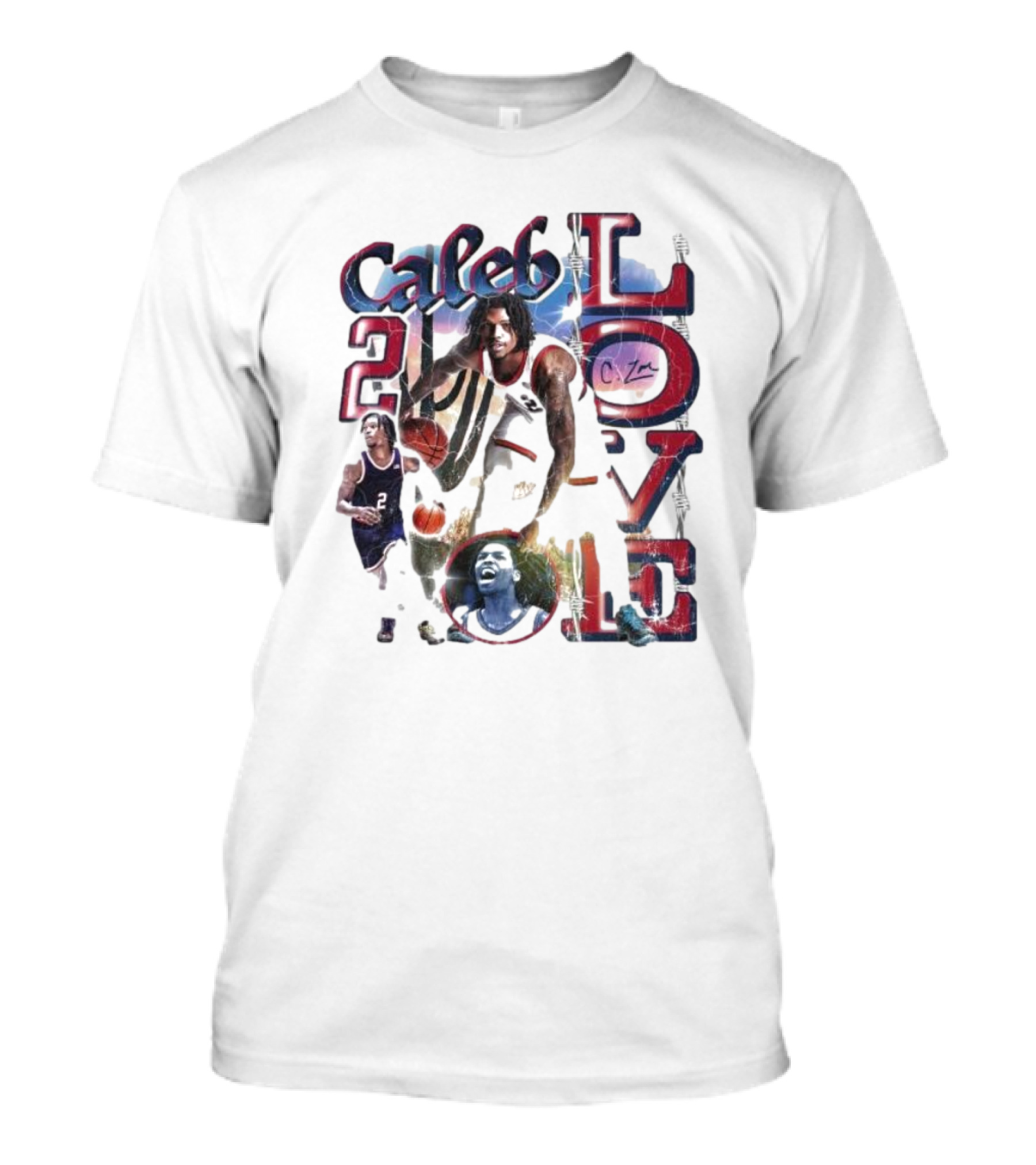 Caleb Love 2 Basketball Signature Jersey Dunk Champion Image T-Shirt