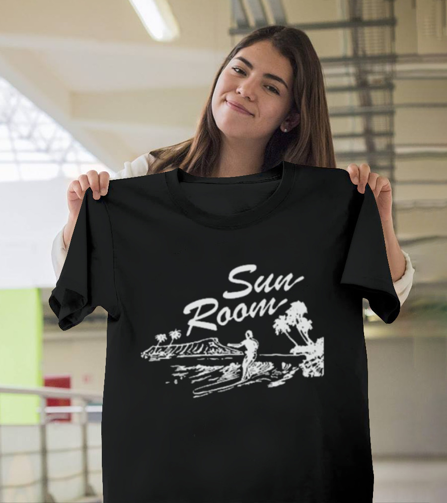 Sun Room Red Coastal Surfer Island Palms Scene T-Shirt