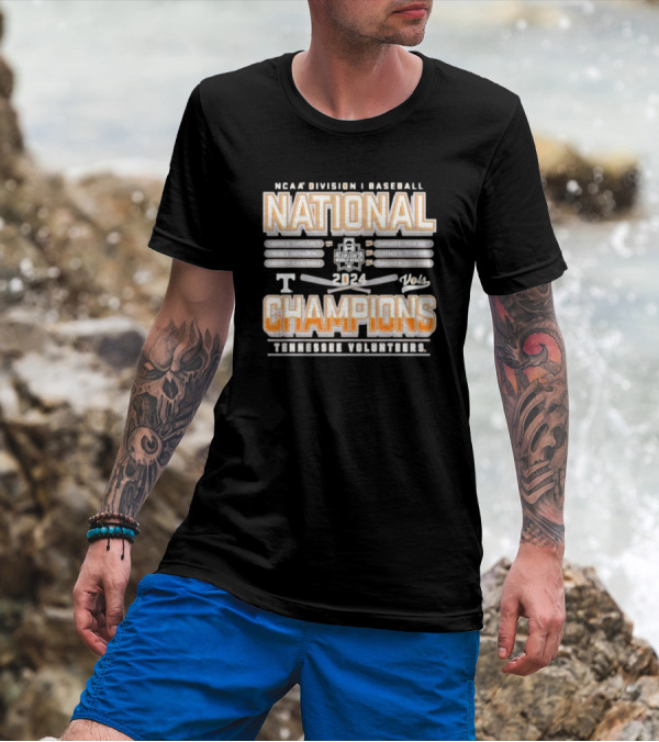 NCAA Division I Baseball National Champions 2024 Tennessee Volunteers College World Series Schedule T-Shirt