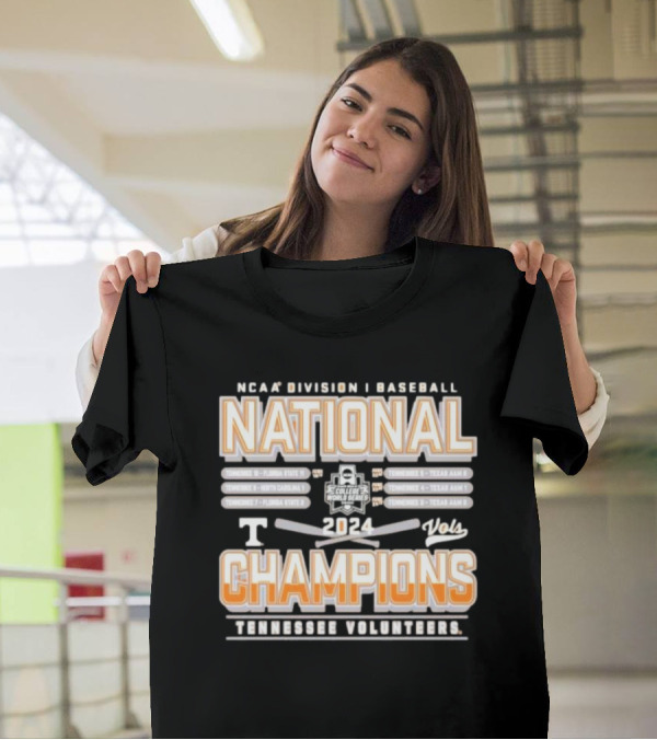 NCAA Division I Baseball National Champions 2024 Tennessee Volunteers College World Series Schedule T-Shirt