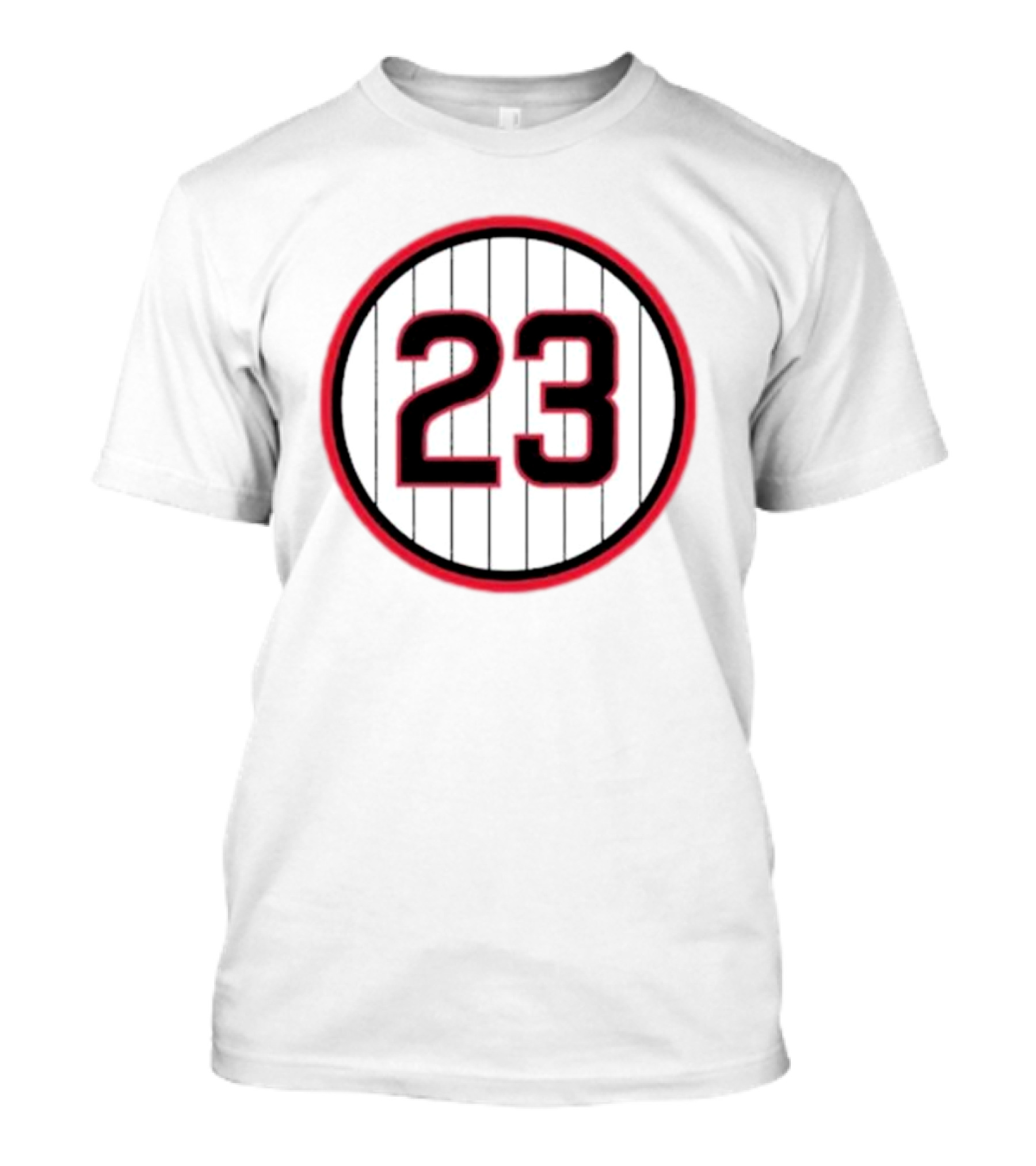 Ryne Sandberg Number 23 Pinstripe Circular Emblem T-Shirt