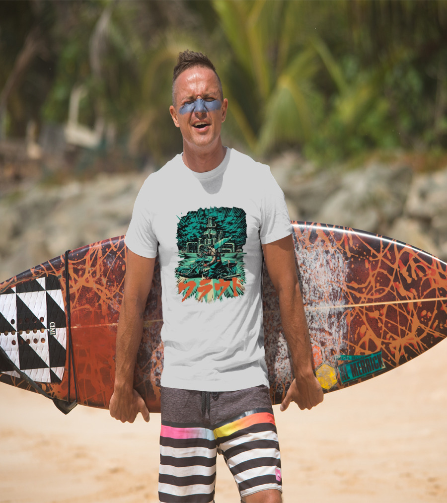 Cloud Motorcycle Slide PixelEyeBat Midgar Scene T-Shirt