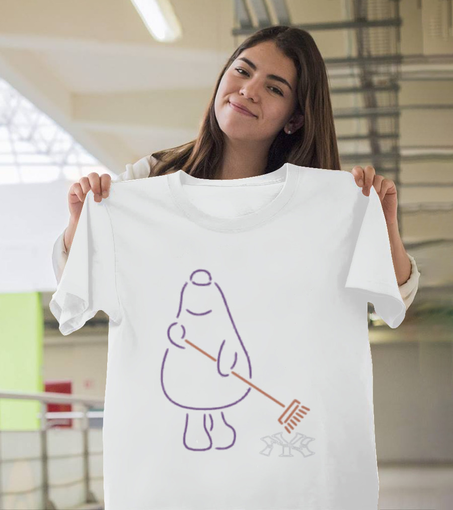 Purple Neon Mascot Sweeping New York Yankees Logo Lfgm T-Shirt