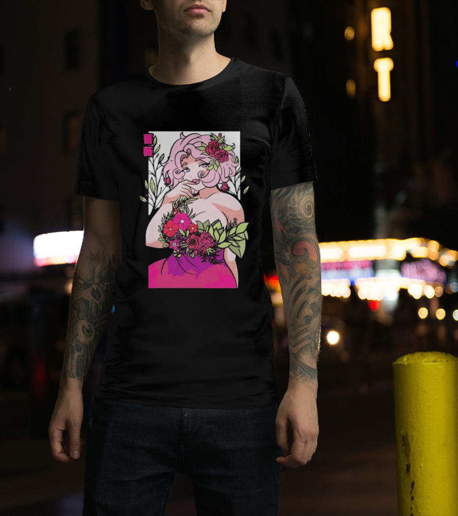 Ph1lza Game Supp Floral Anime Character T-Shirt