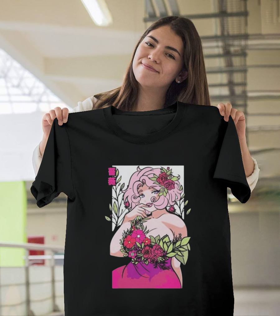 Ph1lza Game Supp Floral Anime Character T-Shirt