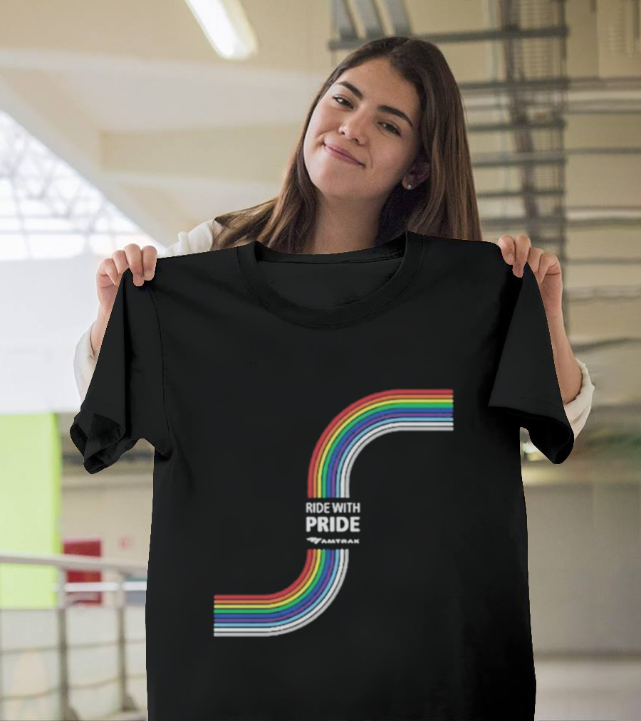 Ride With Pride Amtrak Rainbow Curve T-Shirt