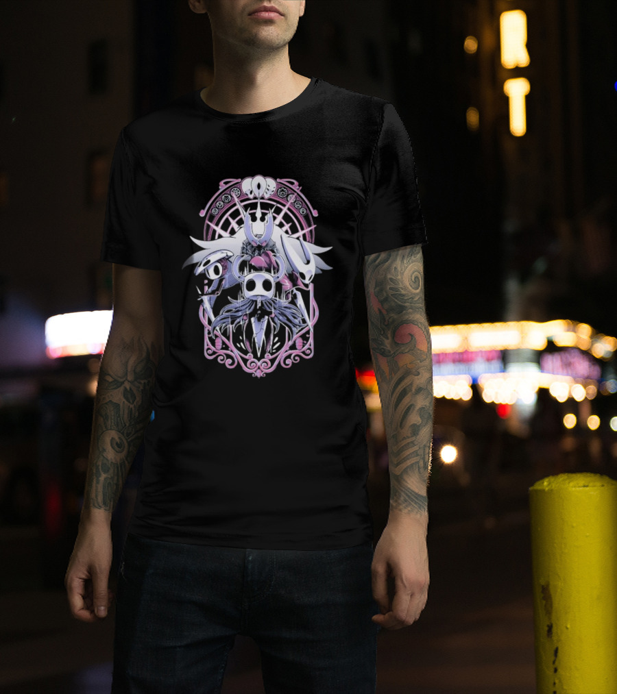 Hollow Knight Wanderers Art Nouveau Design With Knight Nails And Charms T-Shirt