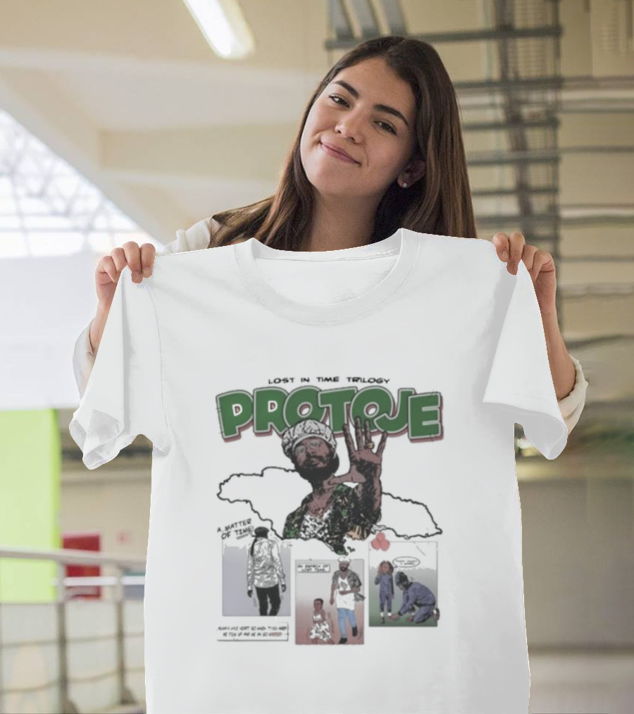 Lost In Time Trilogy Protoje A Matter of Time Comic Panels Jamaican Map T-Shirt