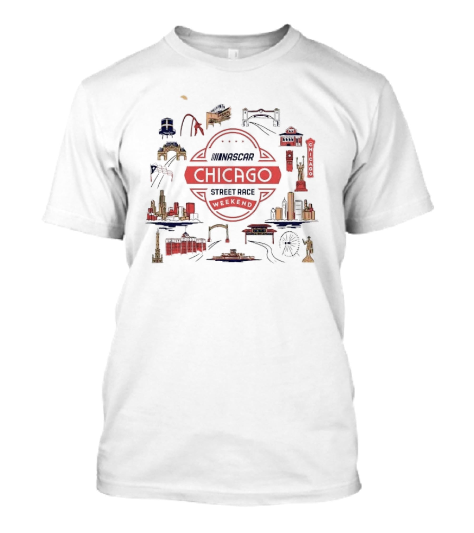 NASCAR Chicago Street Race Weekend Landmarks T-Shirt