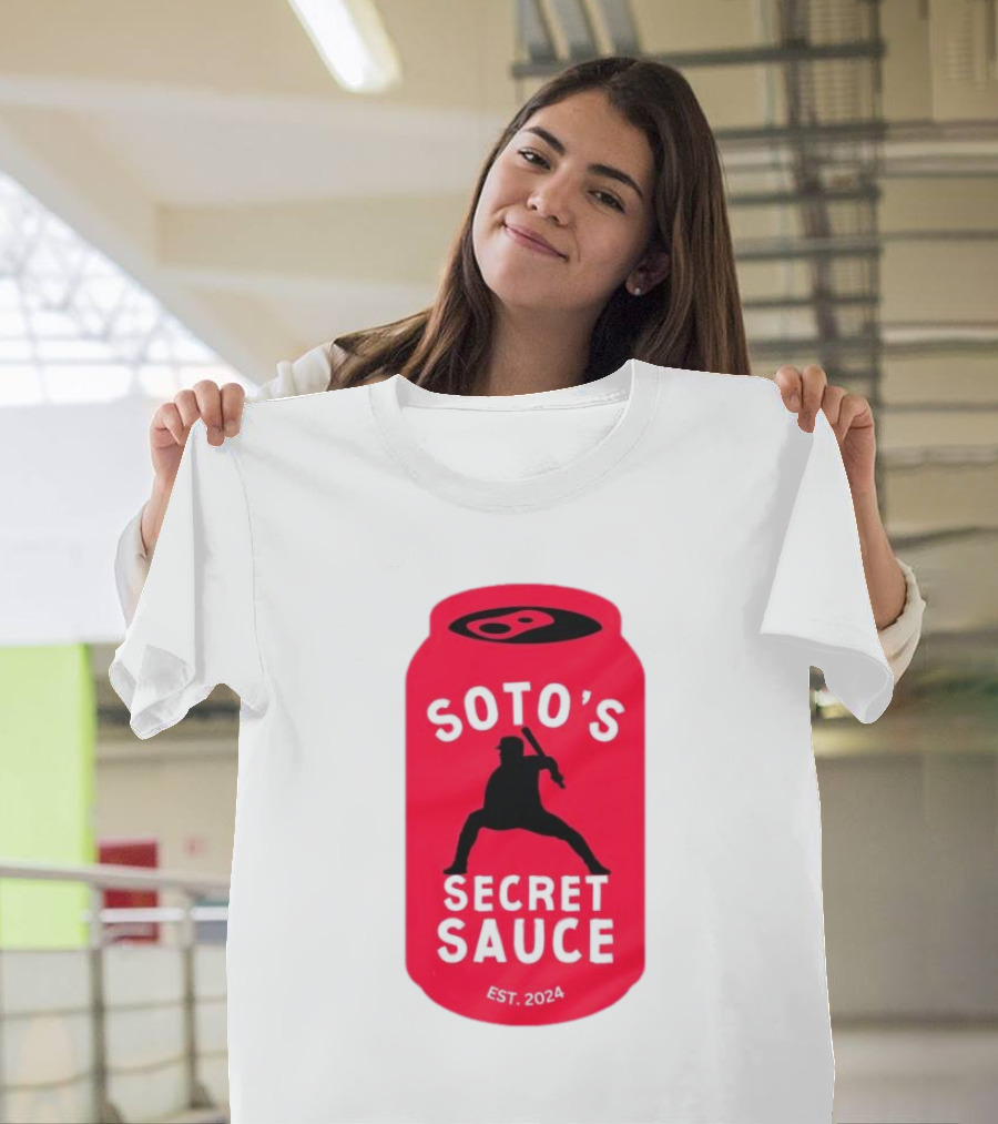 Soto's Secret Sauce Est 2024 Baseball Batter Icon on Red Can T-Shirt