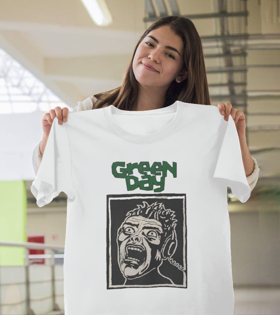 Rare Vintage Green Day Basket Case Iconic Screaming Face T-Shirt