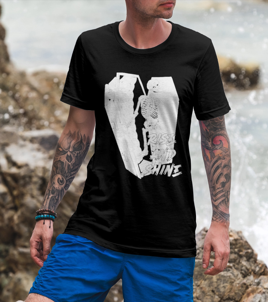 Rise And Shine Skeleton Emerging From Coffin T-Shirt