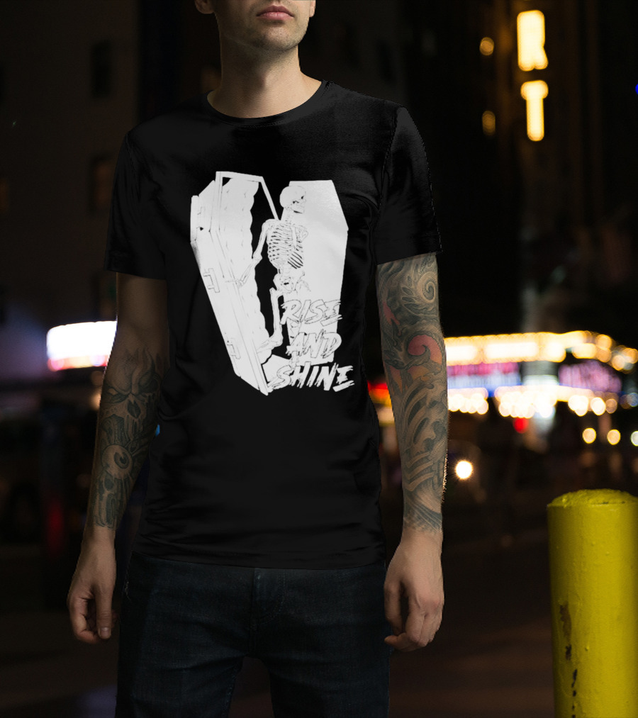 Rise And Shine Skeleton Emerging From Coffin T-Shirt