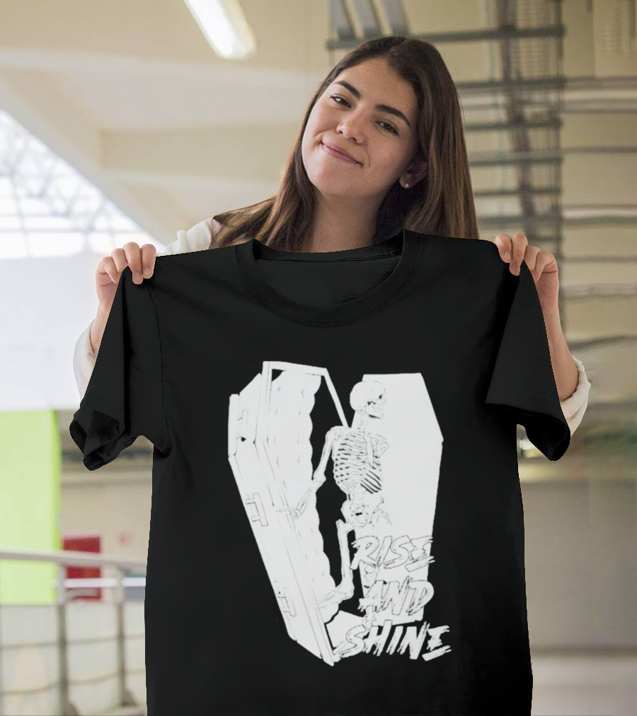 Rise and Shine Skeleton Emerging from Coffin T-Shirt