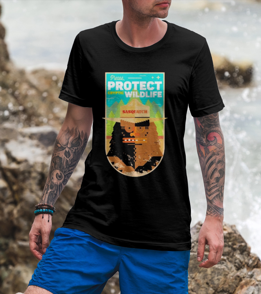 Please Protect Cryptic Wildlife Sasquatch T-Shirt