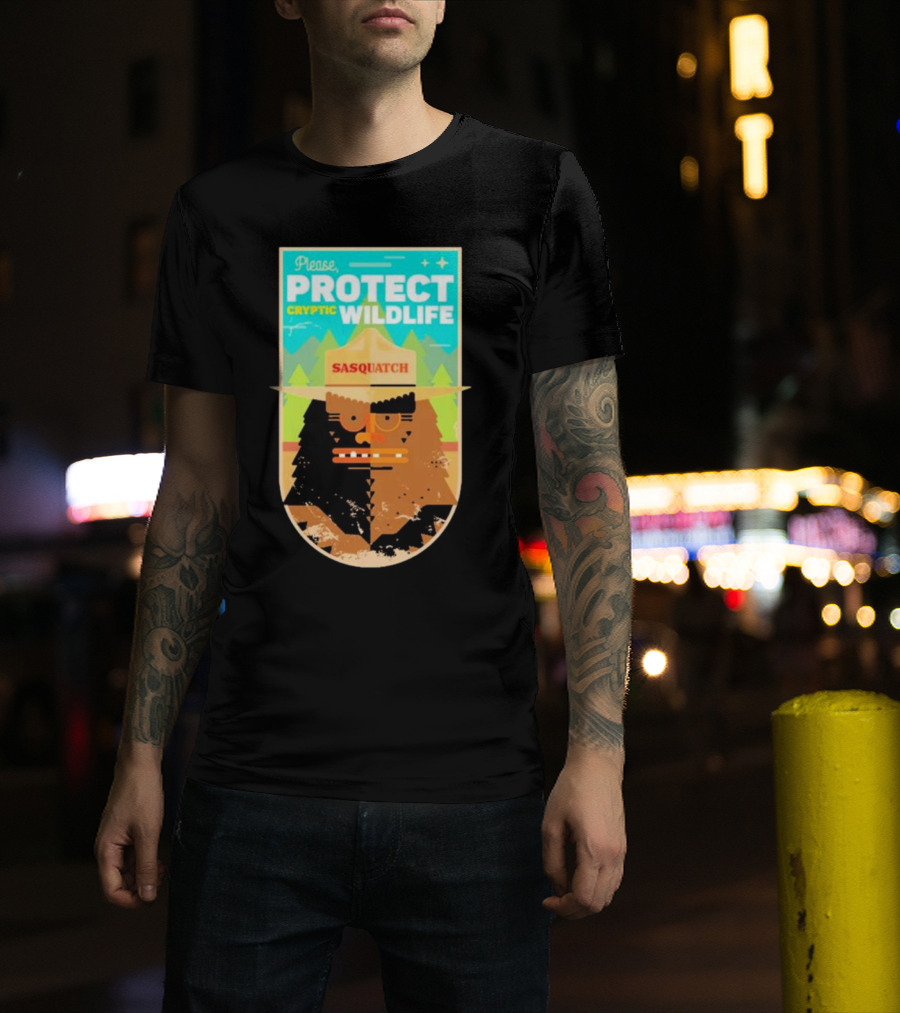 Please Protect Cryptic Wildlife Sasquatch T-Shirt
