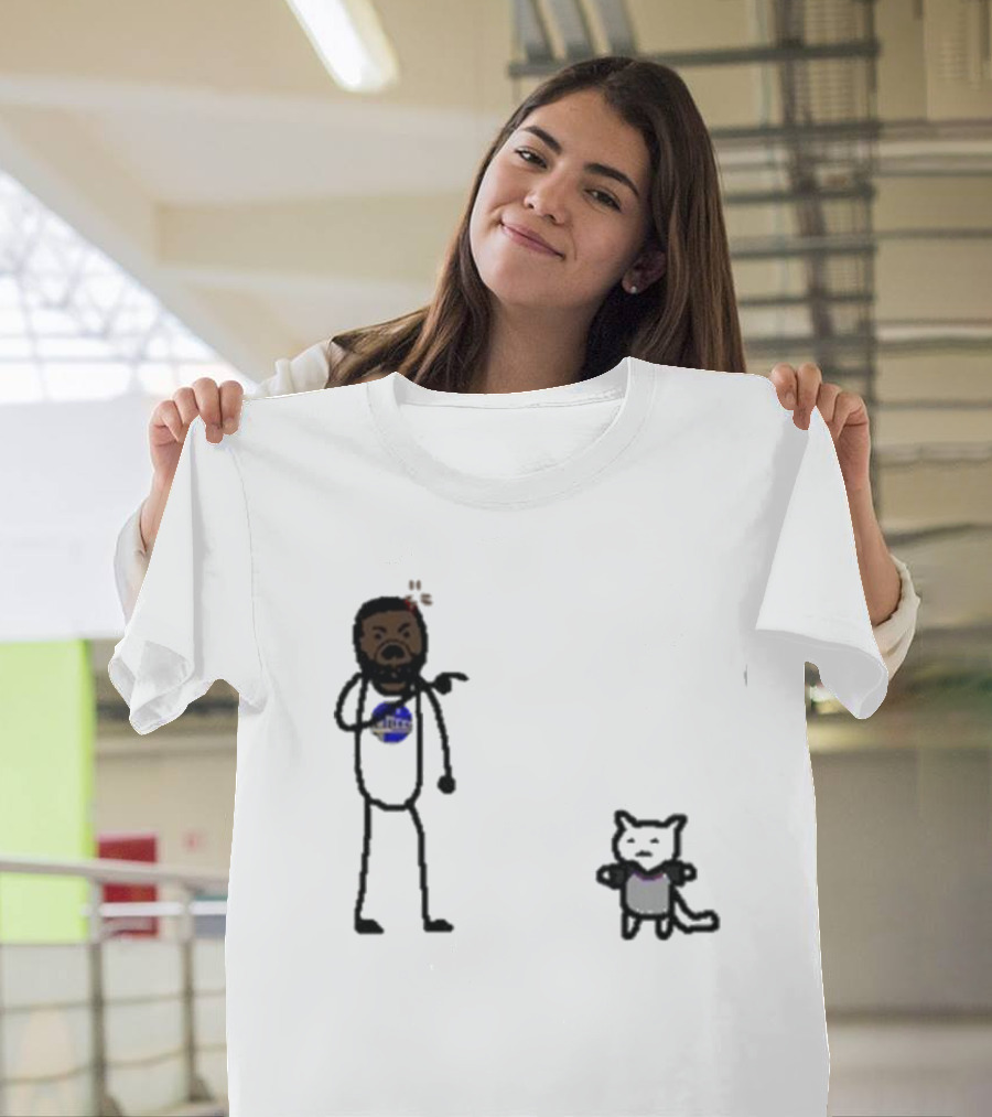 Draymond Basketball Angry Stick Figure With Paint Wearing Cat T-Shirt