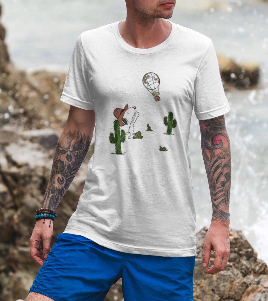 Peanuts Snoopy Woodstock Cactus Western Cowboy Balloon Women's T-Shirt
