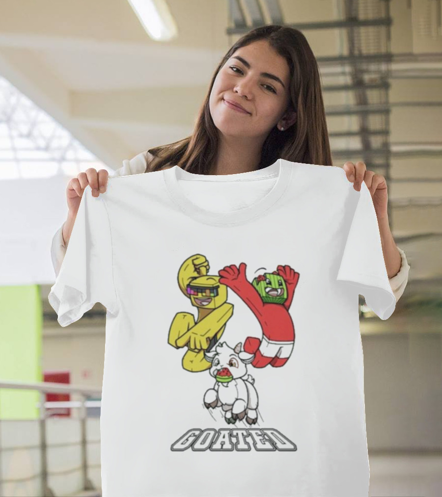 Sunny Melon Goated Characters with Vibrant Yellow and Red Outfits T-Shirt