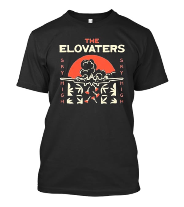 The Elovaters Sky High Airplane Sunset Floral Elements T-Shirt