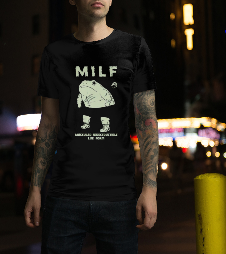 MILF Muscular Indestructible Life Form Frog With Sneakers T-Shirt