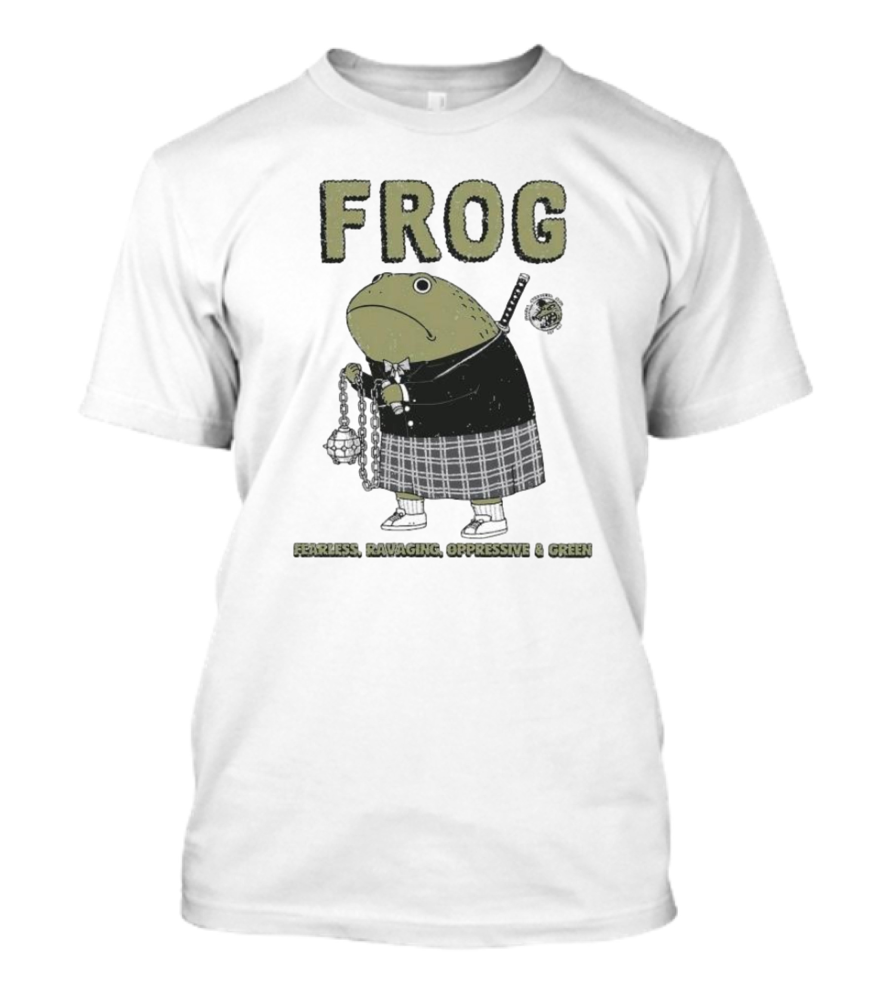 Frog Fearless Ravaging Oppressive And Green Plaid Outfit Chain Weapon T-Shirt