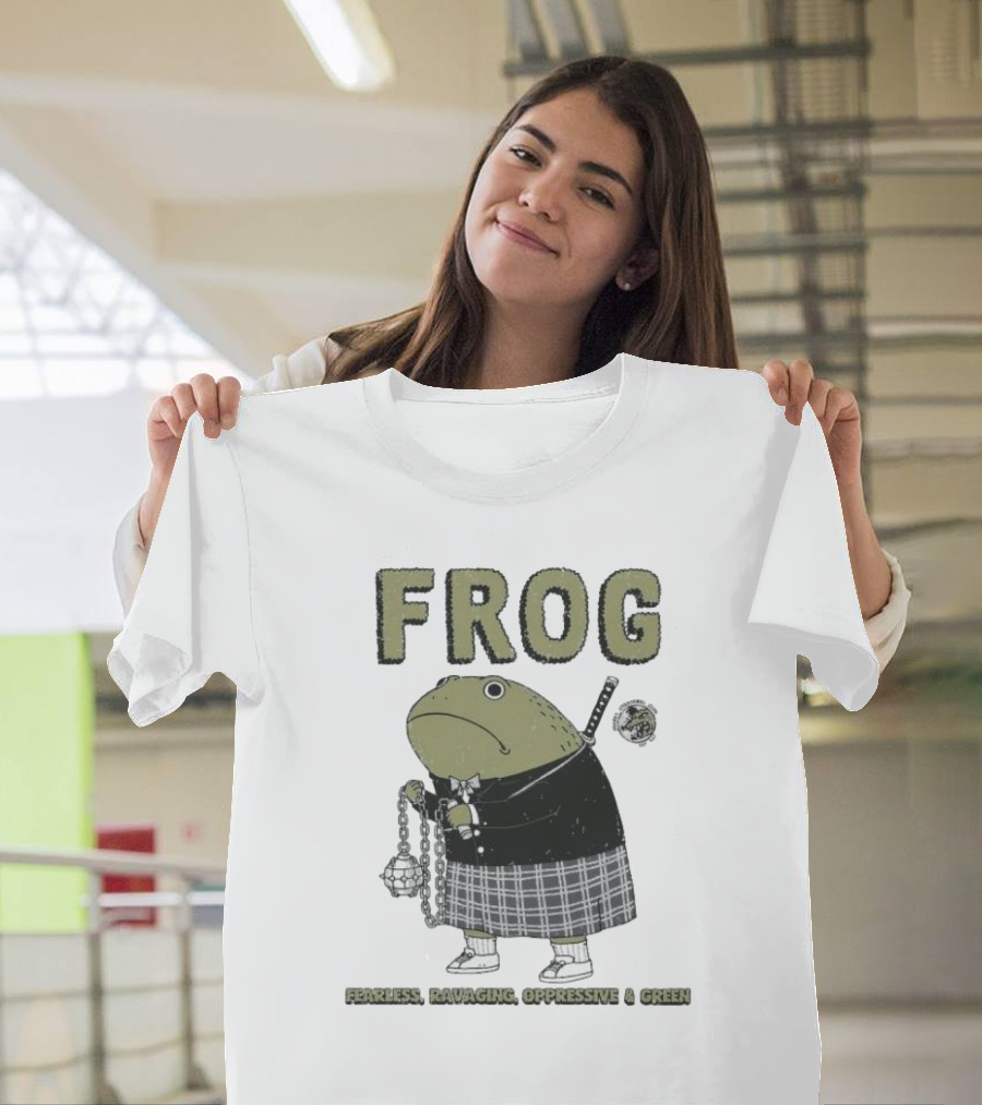 Frog Fearless Ravaging Oppressive And Green Plaid Outfit Chain Weapon T-Shirt