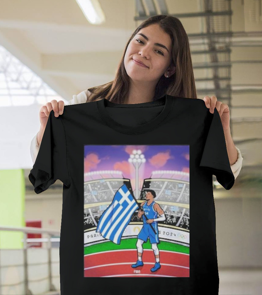 Giannis Antetokounmpo Greece's Flag Bearer Paris 2024 Olympics T-Shirt