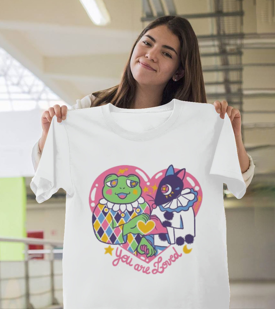 You Are Loved Harlequin X Pierrot Clown Heart Connection T-Shirt
