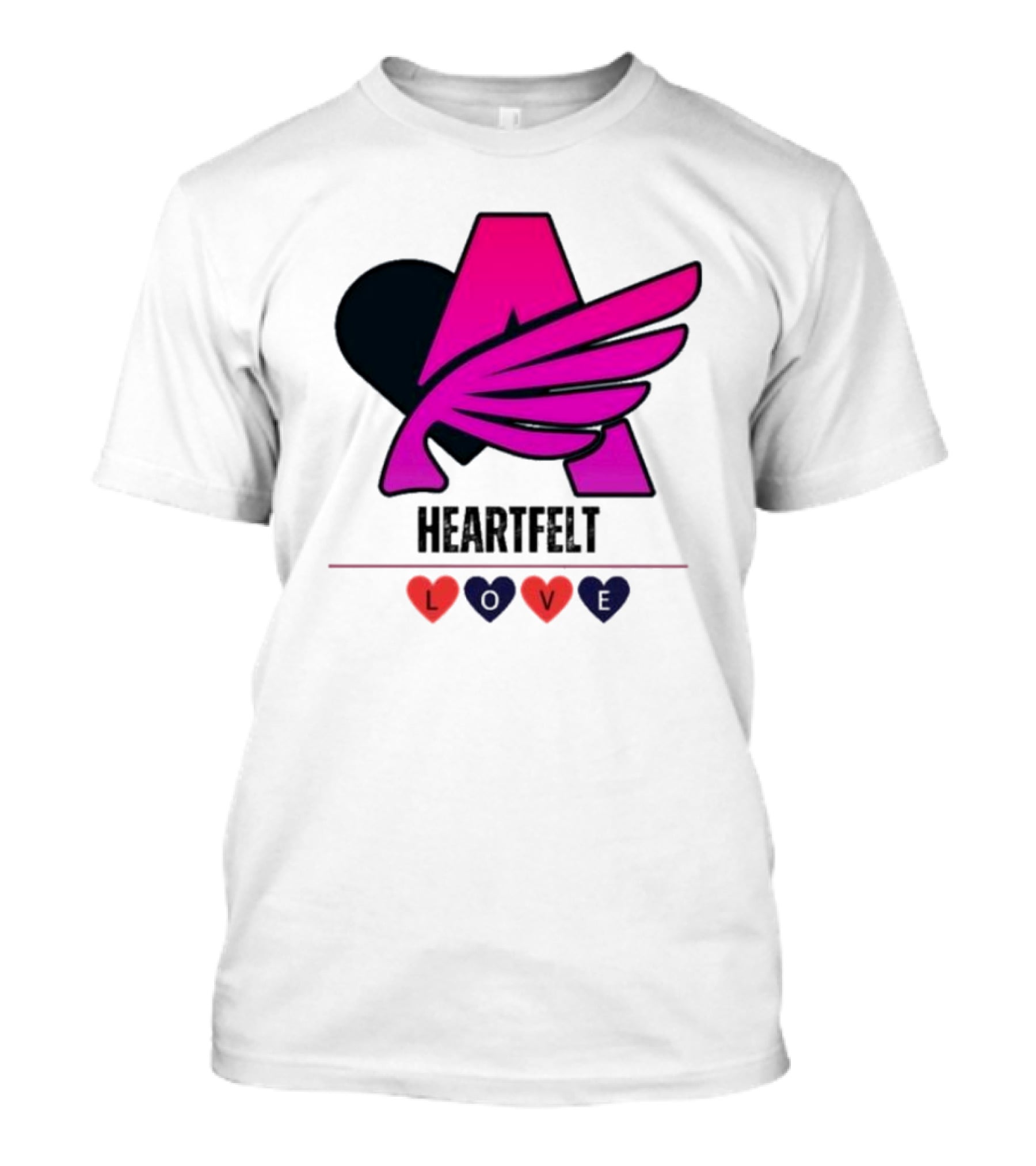 Heartfelt Love Pink Winged Heart T-Shirt