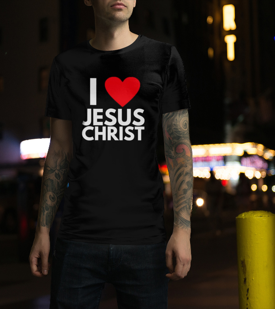 I Love Jesus Christ Christian Red Heart T-Shirt